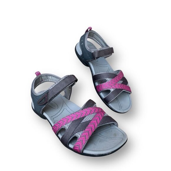 Croft & Barrow Open Toe Sport Sandals in Magenta Grey Flexible Women's size 7.5 - Picture 1 of 10